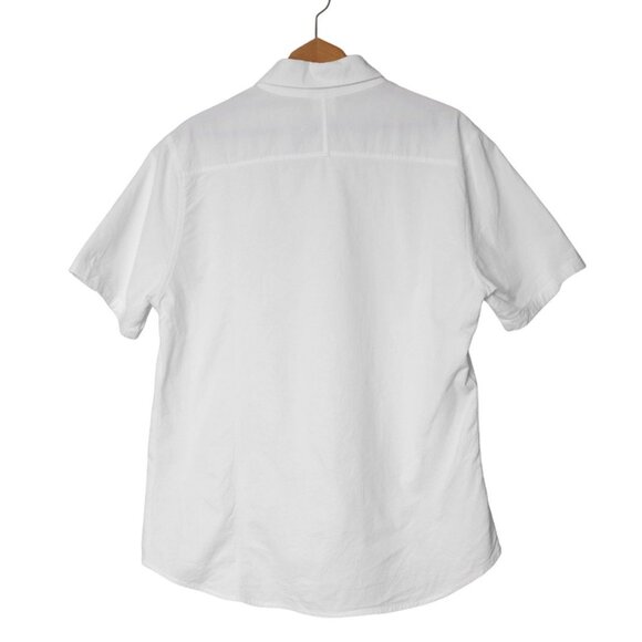 Vintage Mexican Button Down Shirt Short Sleeve Collar White Cotton Abalone - Picture 2 of 7